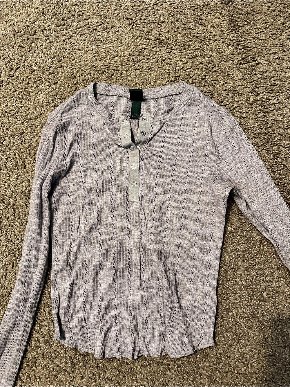 Wild Fable Long Sleeve Henley T-Shirt Gray